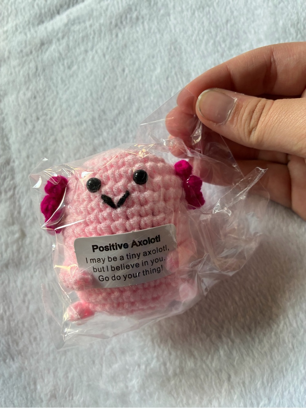 Pink Crochet Axolotl Plush - Positive Axolotl